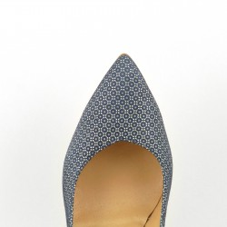 Wzorzyste czółenka na szpilce, wykonane z naturalnej dekorowanej skóry - MODEL 1325